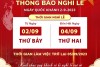 THÔNG BÁO NGHỈ LỂ 2 THÁNG 9