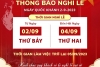 THÔNG BÁO NGHỈ LỂ 2 THÁNG 9